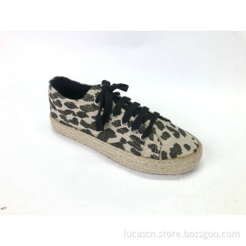 Ladies Lace-Up Chunky Espadrille Flatform Brogue Shoes